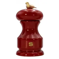 Мельница для соли 11 см, бук лакированный, цвет красный, серия Bird, Bisetti