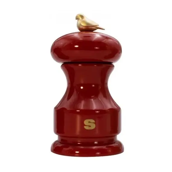 Мельница для соли 11 см, бук лакированный, цвет красный, серия Bird, Bisetti