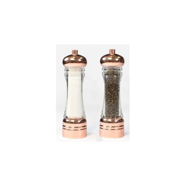 Мельница для соли h 21,5 см, акрил, верхняя и нижняя части с медным покрытием, прозрачная, серия TAORMINA, Bisetti, изображение 2