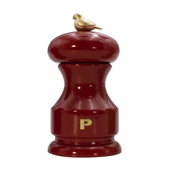 Мельница для перца 11 см, бук лакированный, цвет красный, серия Bird, Bisetti